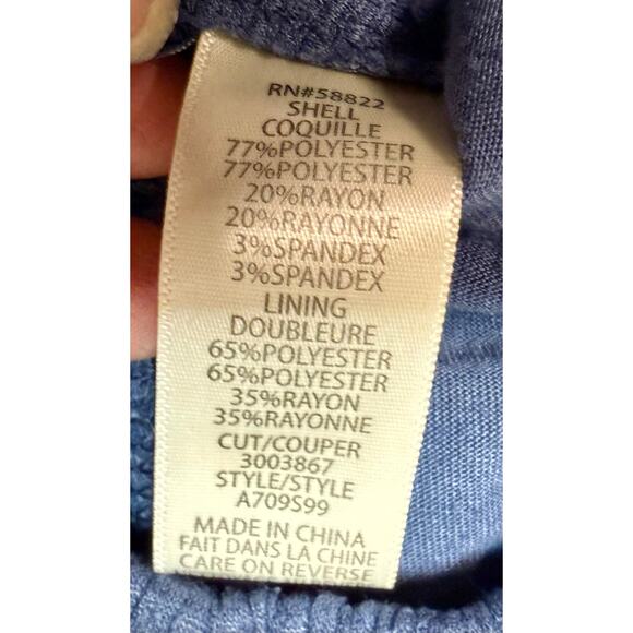 Max Studio Women's Cowl Neck Long Sleeve Waffle Knit Pullover Blue - Picture 3 of 6